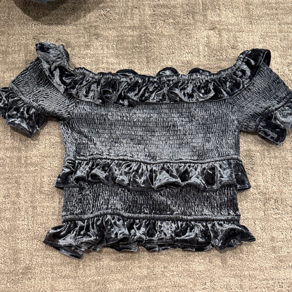 Elegant Off-Shoulder Ruffle Top - Black
